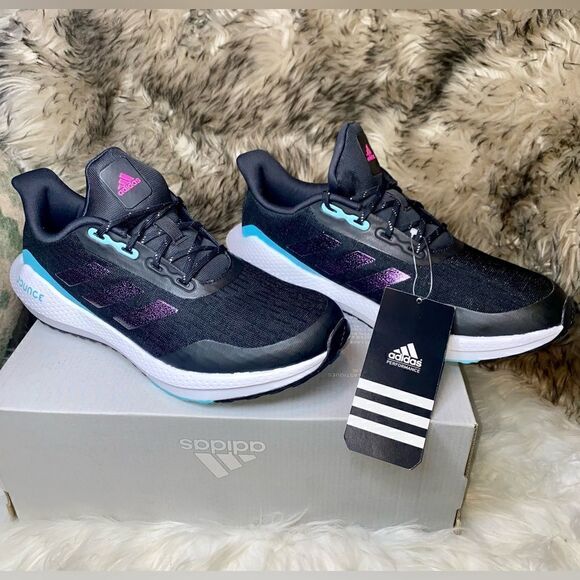 Adidas EQ21 Run J Black/Multi Girl's Sneakers Size 6.5 NWB H01872 Fast Shipping. - Picture 3 of 11